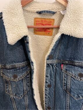 Levi's Blue Denim Jacket with White Sherpa Collar